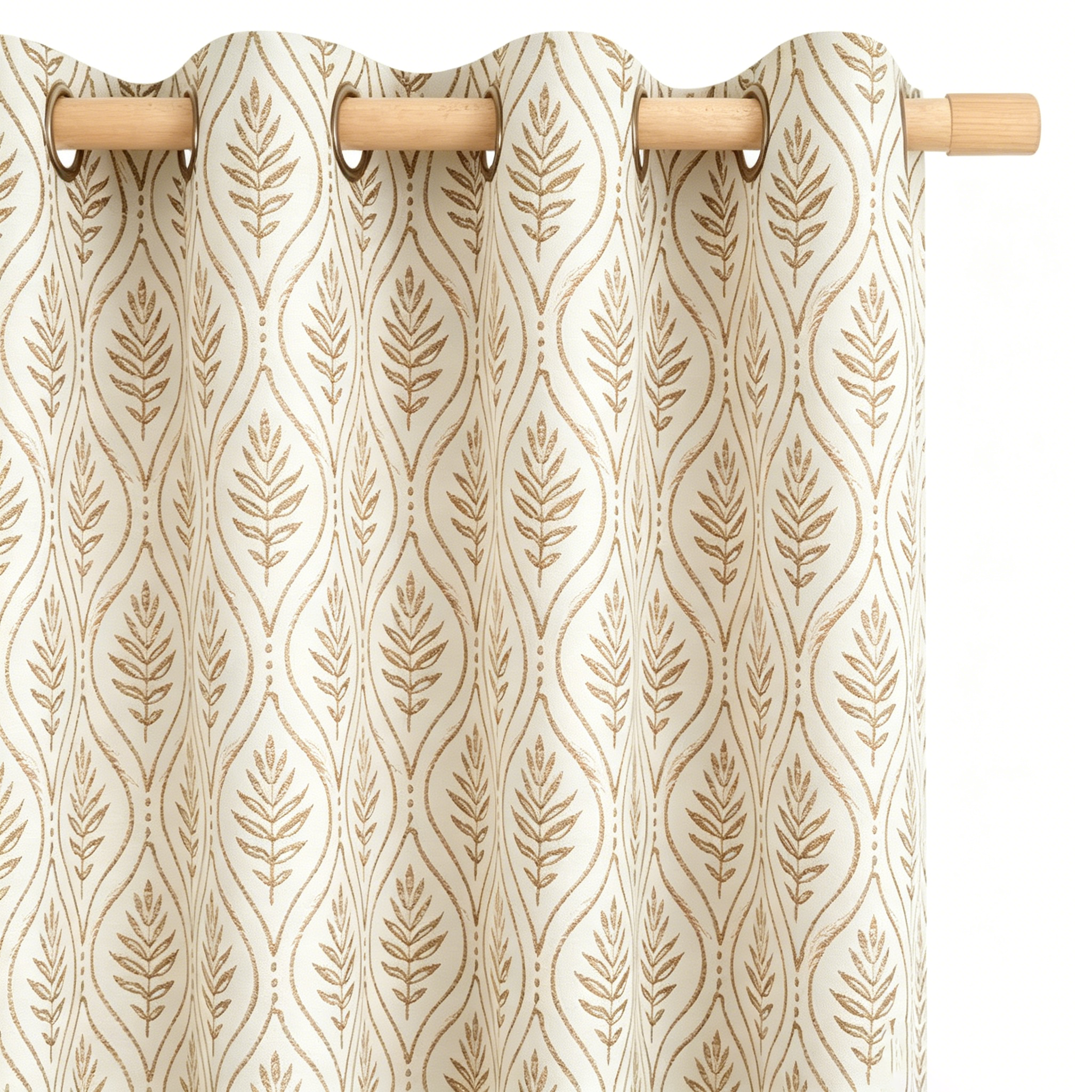 Golden Flora Woven Grommet Curtain Panel