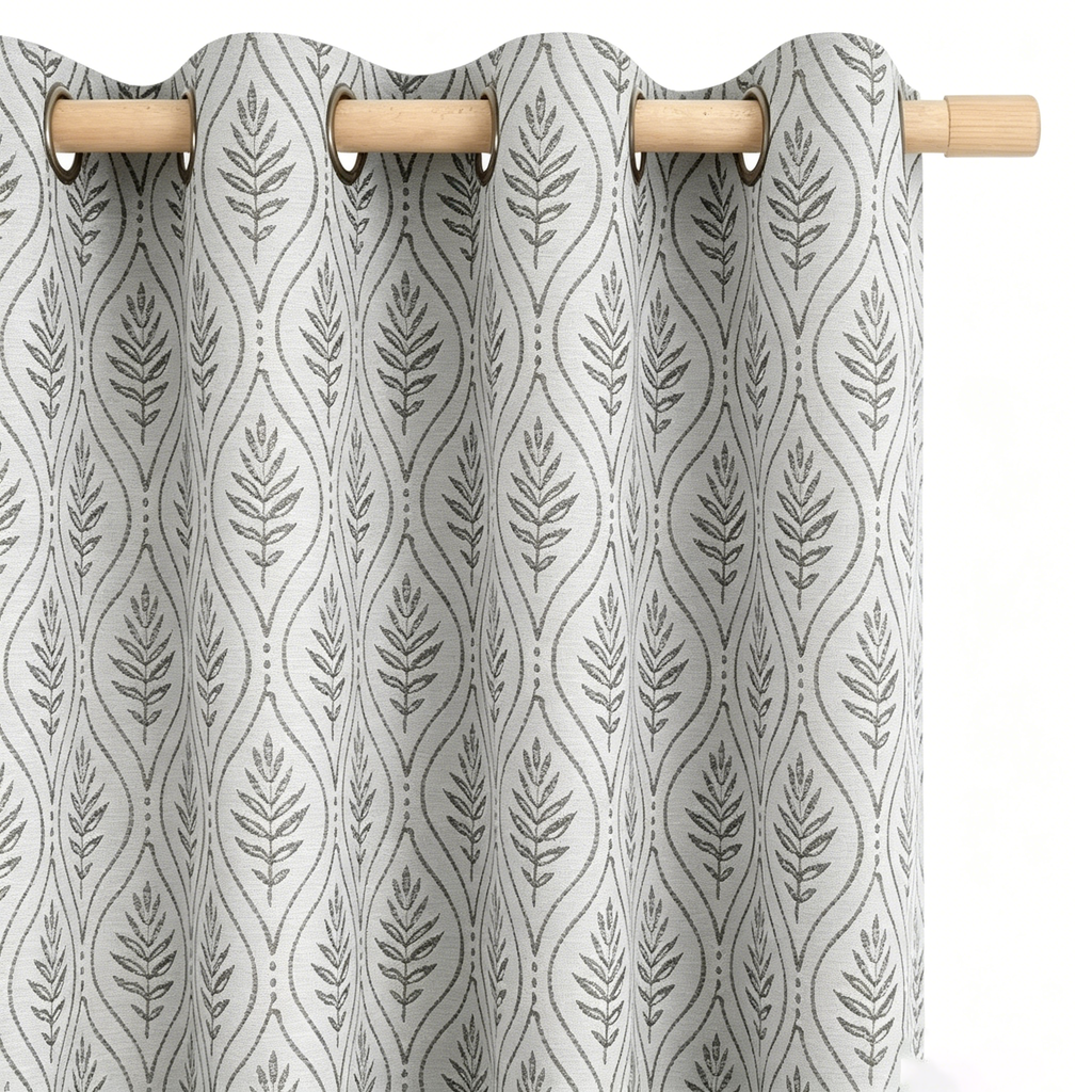 Botanical Trellis Woven Curtain Panel