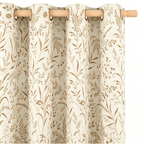 Warm Taupe Meadow Botanical Grommet Curtain Panel