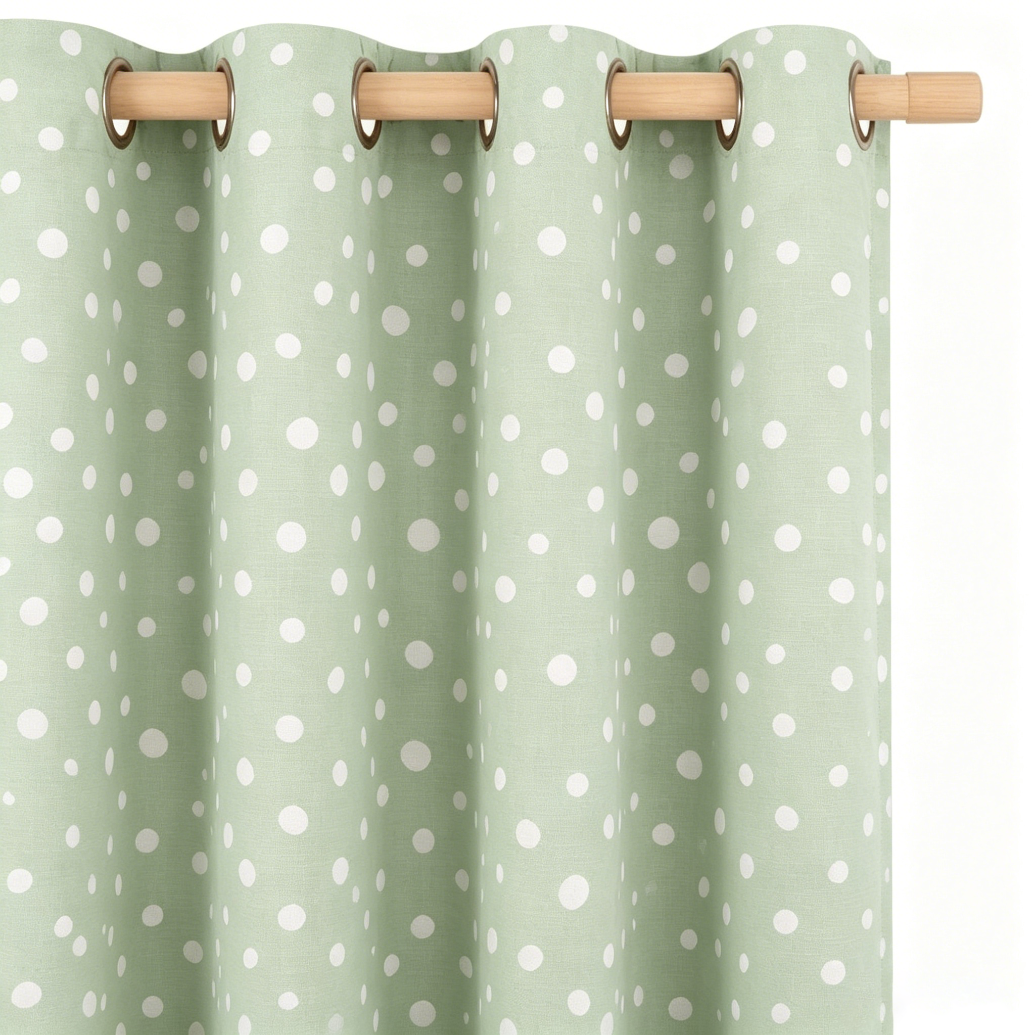Sage Green Scattered Dot Grommet Curtain Panel