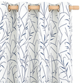 Navy Minimalist Botanical Grommet Curtain Panel