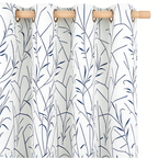 Navy Minimalist Botanical Grommet Curtain Panel