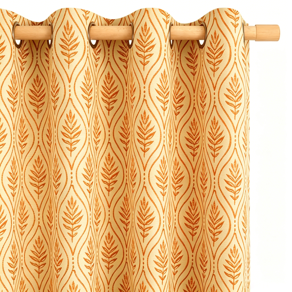 Terracotta Botanical Trellis Grommet Curtain Panel