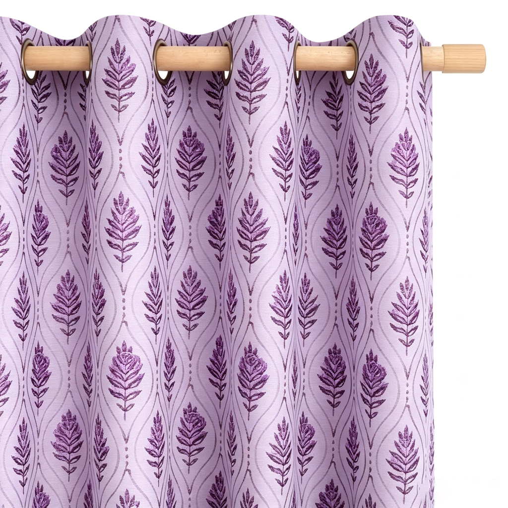 Lavender Mist Botanical Trellis Grommet Curtain Panel