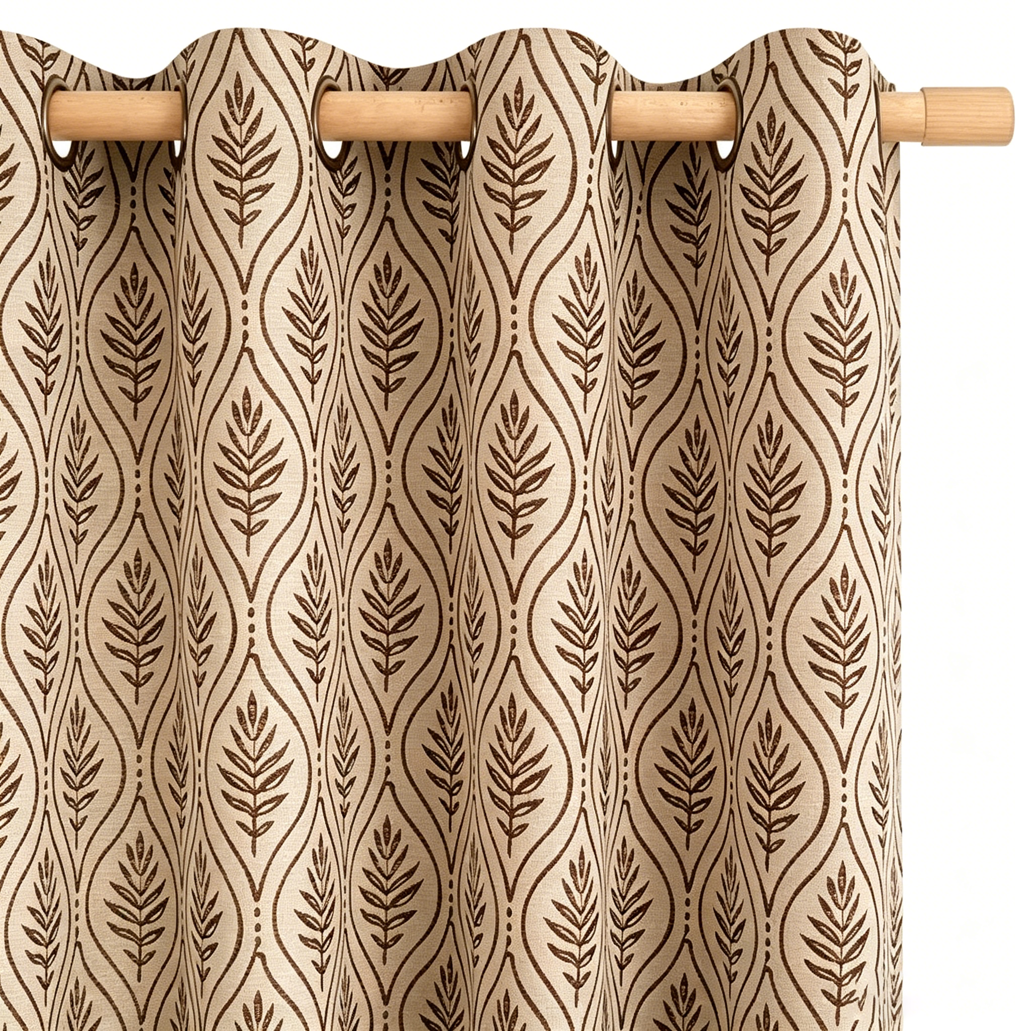 Warm Taupe Botanical Trellis Grommet Curtain Panel
