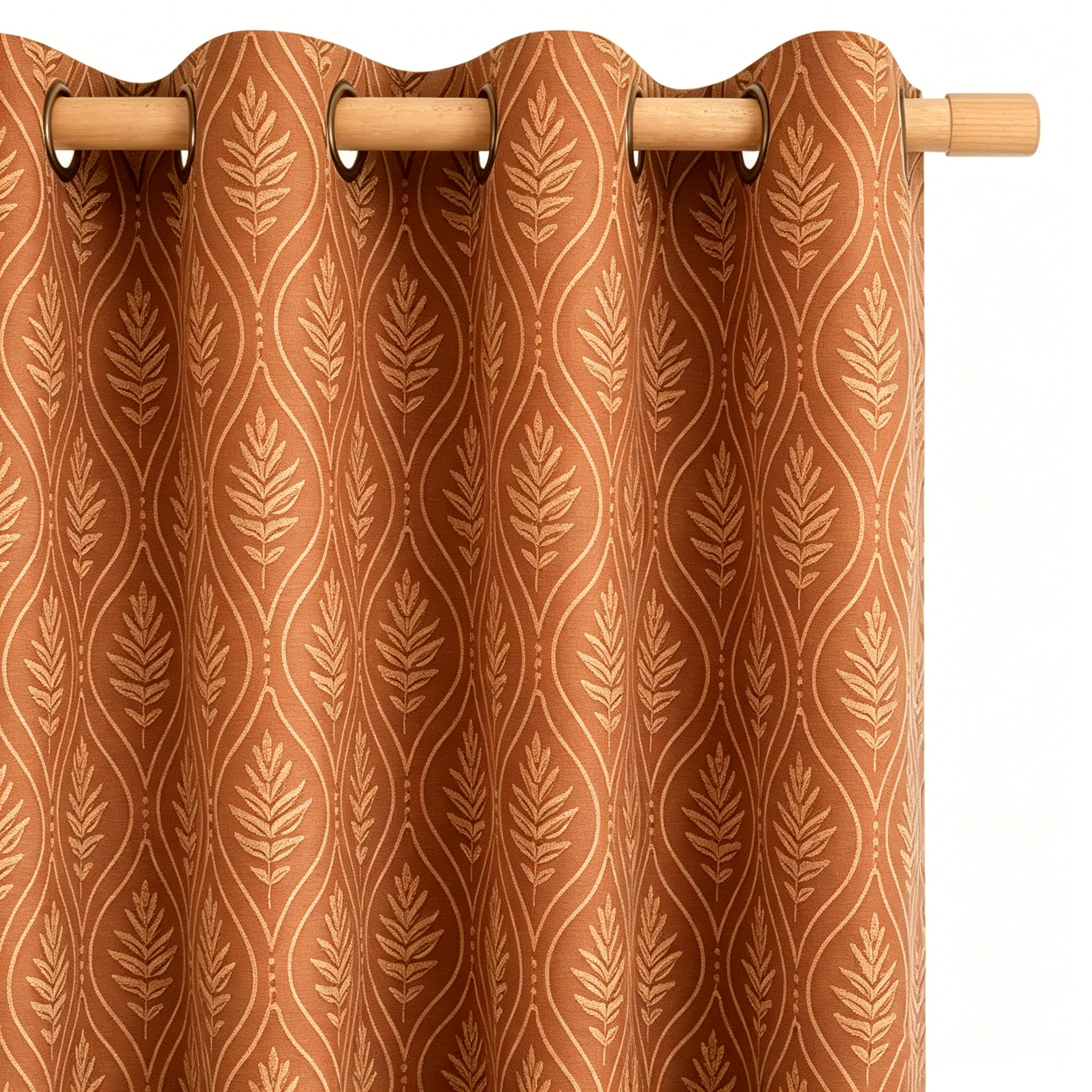 Autumn Rust Botanical Trellis Grommet Curtain Panel