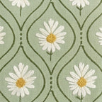 Vintage Meadow Daisy Trellis Curtain in Sage Green