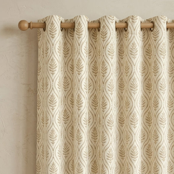 Golden Flora Woven Grommet Curtain Panel