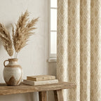 Golden Flora Woven Grommet Curtain Panel