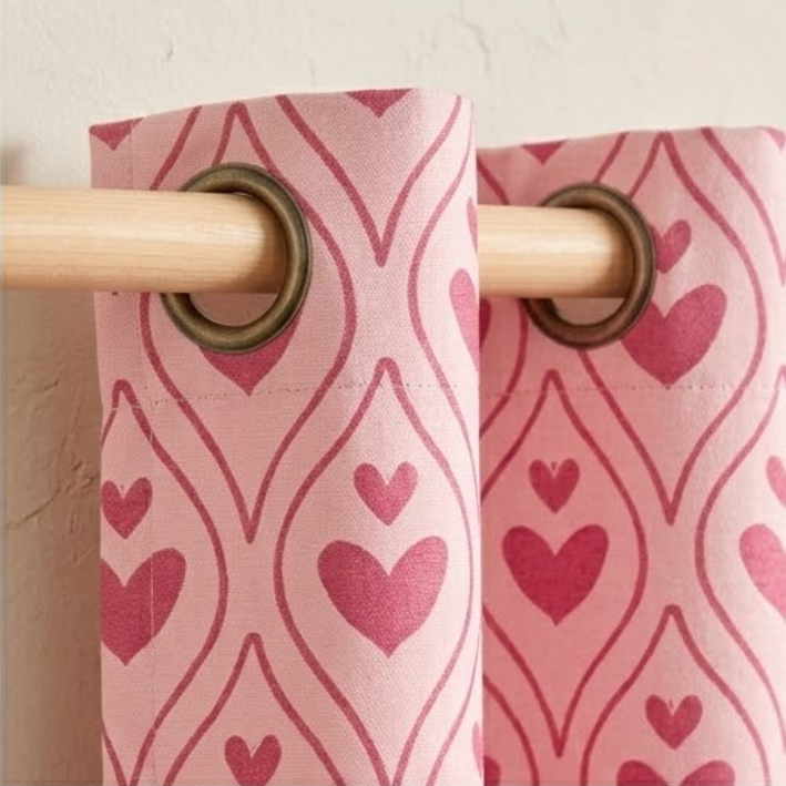 Sweetheart Trellis Pink Grommet Curtain Panel
