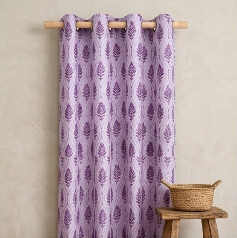 Lavender Mist Botanical Trellis Grommet Curtain Panel