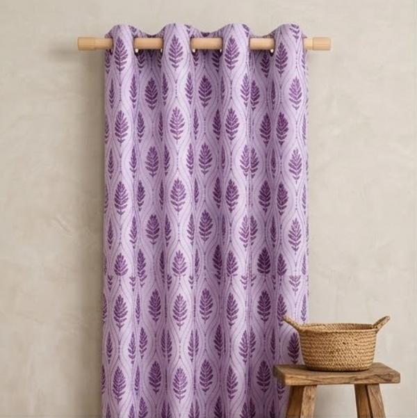 Lavender Mist Botanical Trellis Grommet Curtain Panel