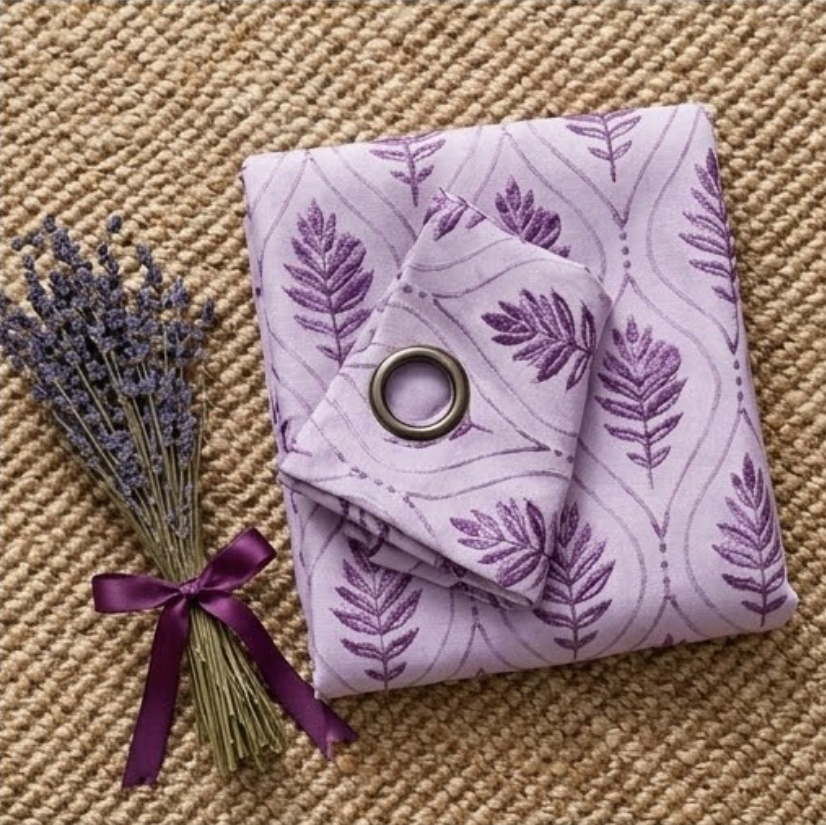 Lavender Mist Botanical Trellis Grommet Curtain Panel
