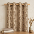 Warm Taupe Botanical Trellis Grommet Curtain Panel