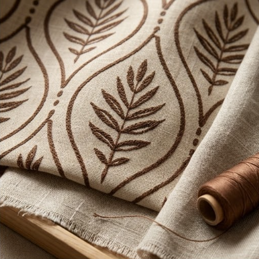 Warm Taupe Botanical Trellis Grommet Curtain Panel
