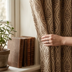 Warm Taupe Botanical Trellis Grommet Curtain Panel