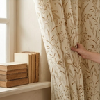 Warm Taupe Meadow Botanical Grommet Curtain Panel