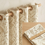 Warm Taupe Meadow Botanical Grommet Curtain Panel