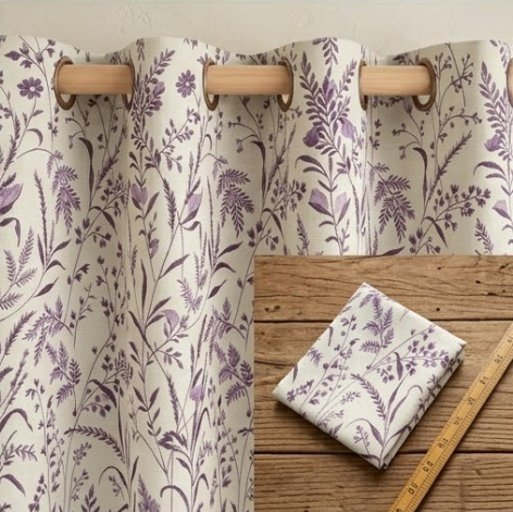 Lavender Iris Meadow Botanical Grommet Curtain Panel