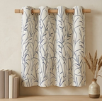 Navy Minimalist Botanical Grommet Curtain Panel