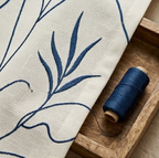 Navy Minimalist Botanical Grommet Curtain Panel