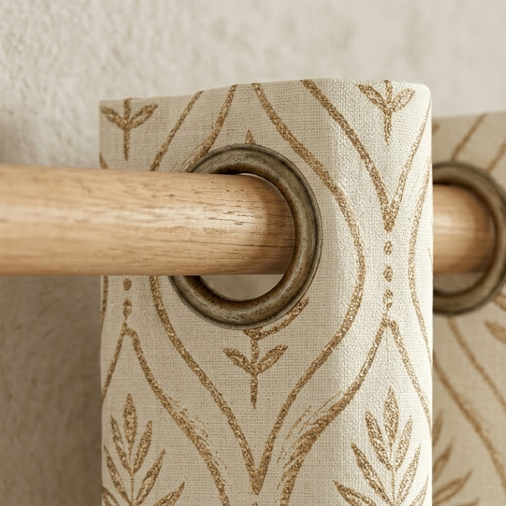 Golden Flora Woven Grommet Curtain Panel