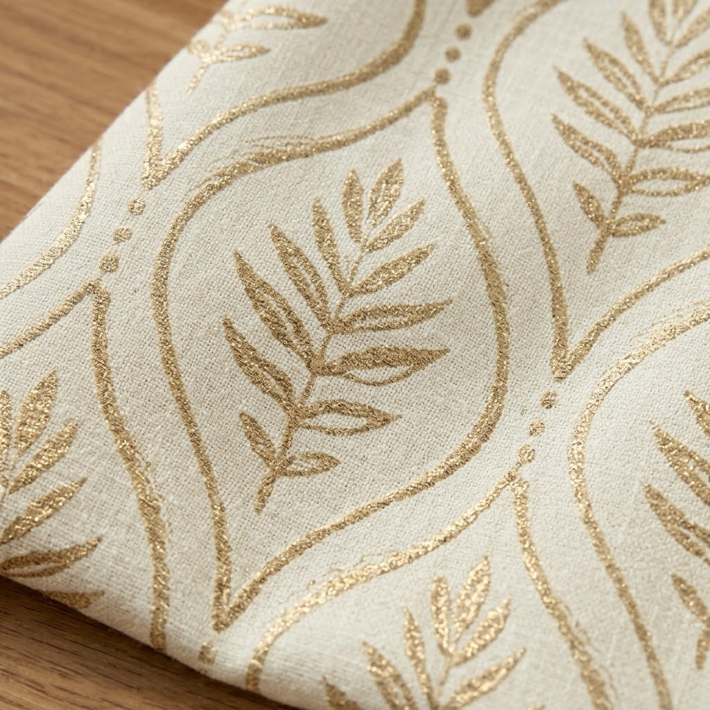 Golden Flora Woven Grommet Curtain Panel
